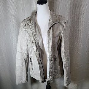 Tribal Jeans Light Grey Faux Leather Jacket New With Tags Size XL